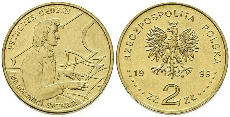 2 zł GN, Fryderyk Chopin, 150 rocznica śmierci