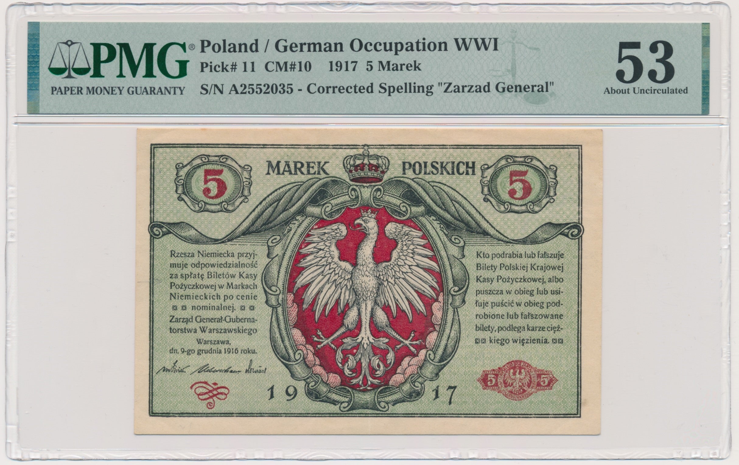 5 marek 1916 – Generał – biletów – A – PMG 53